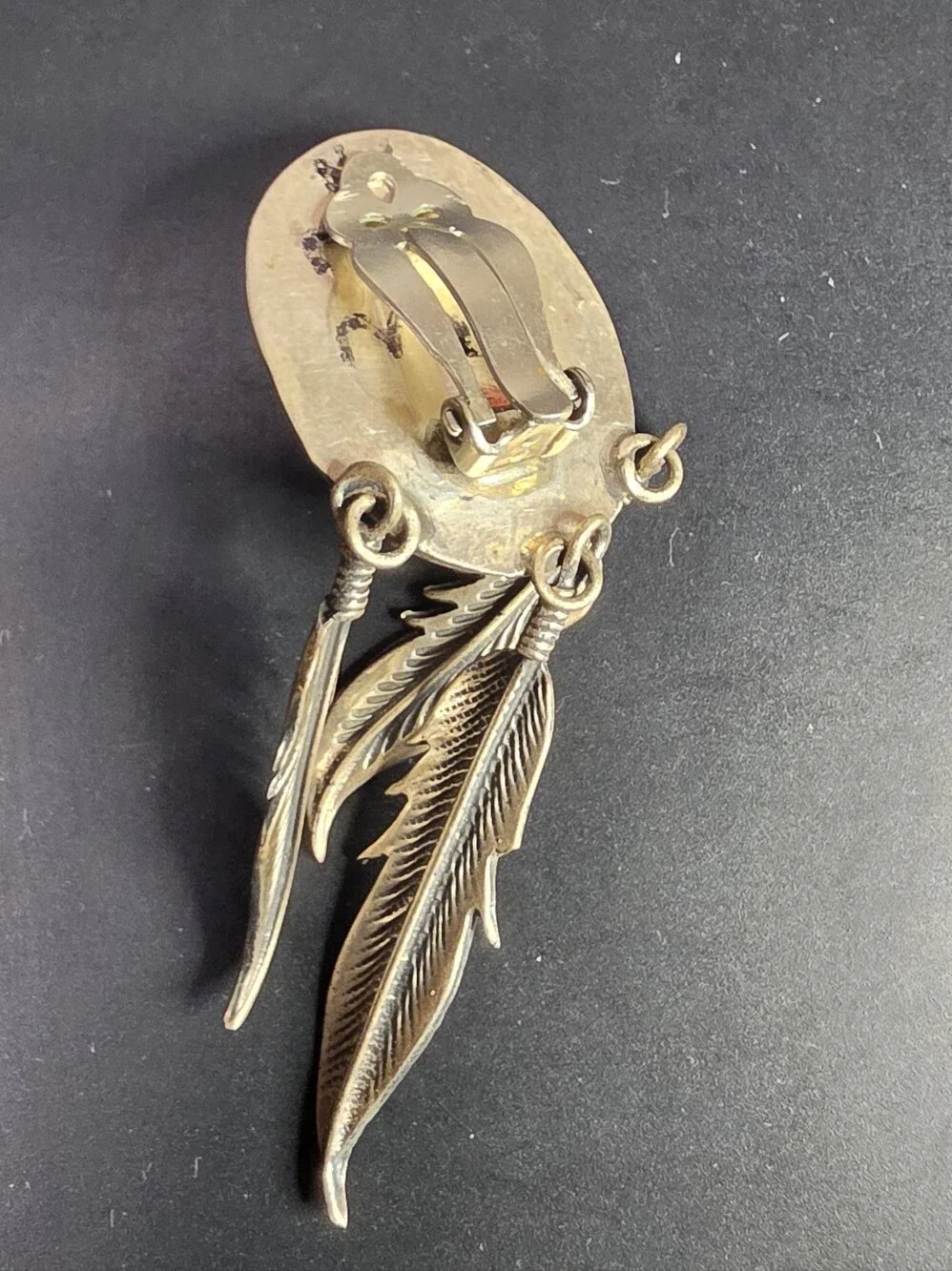 Turquoise Accent Feather Drop Earrings - Women Jewelry